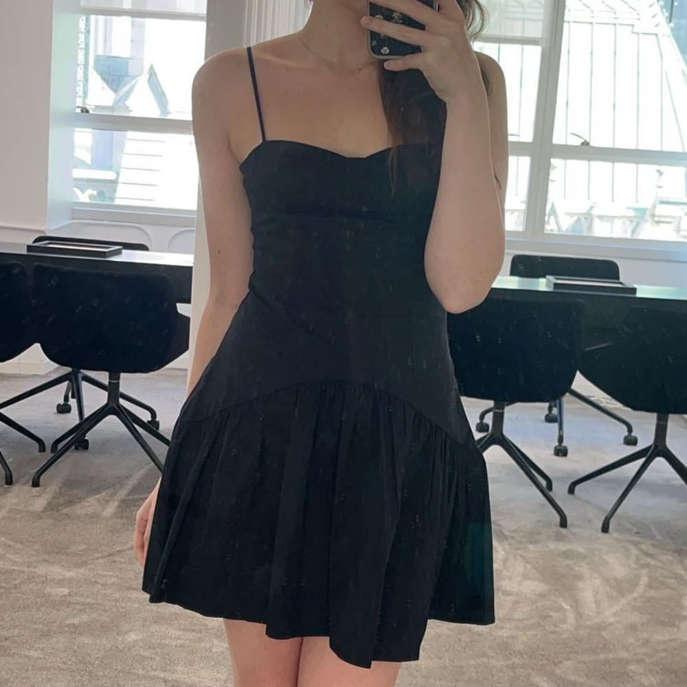 Peppermayo Drop Waist Black Mini Dress with Spaghetti Straps